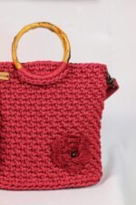 👜 Wooden Handle Bag – Polyester Macramé - Image 2