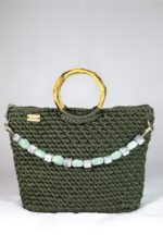 👜 Wooden Handle Bag – Wavy Stone Chain - Image 2