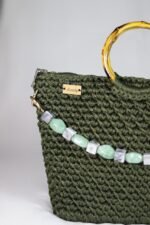 👜 Wooden Handle Bag – Wavy Stone Chain - Image 3