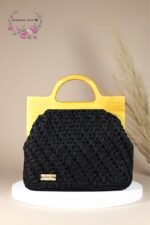 👜 Diagonal Arrow Beaded Bag – Wooden Frame