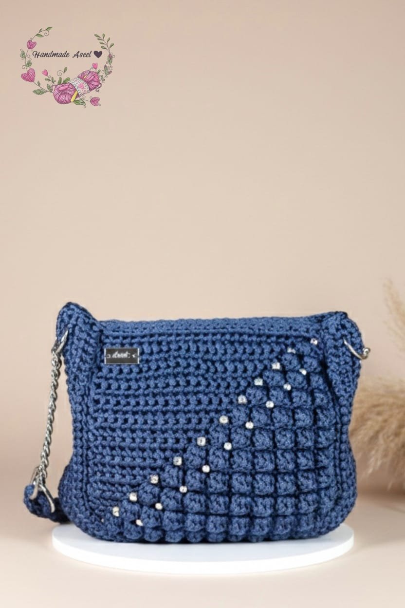WhatsApp Image 2026-03-06 at 5.10.16 AM 👜 Popcorn Beaded Bag – Inverted Triangles - Image 1