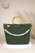 👜 Wooden Handle Bag – Wavy Stone Chain